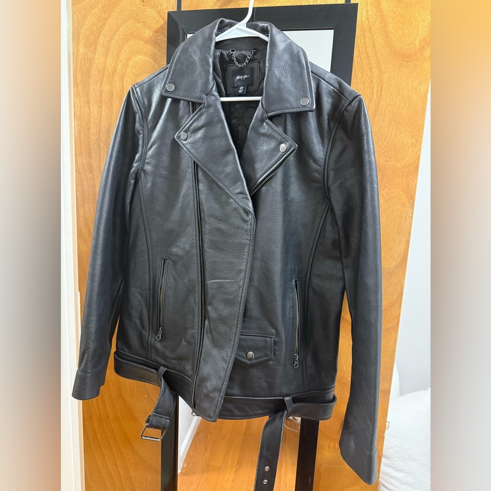 Nasty Gal Real Leather Boyfriend Biker Jacket